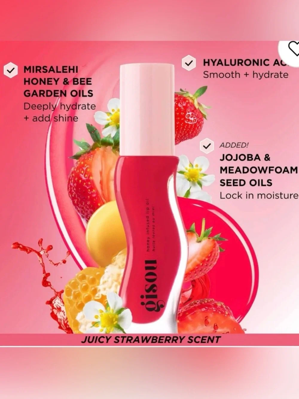 Gisou Honey Infused Lip Oil / Lip Gloss In Strawberry Sorbet. New & Unused.